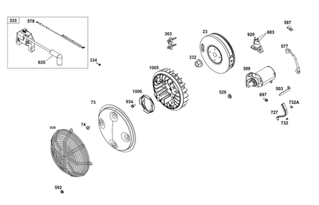 Flywheel, Ignition, And Starter Group Diagram and Parts List for 385447-0405-G1  Briggs and Stratton Engine